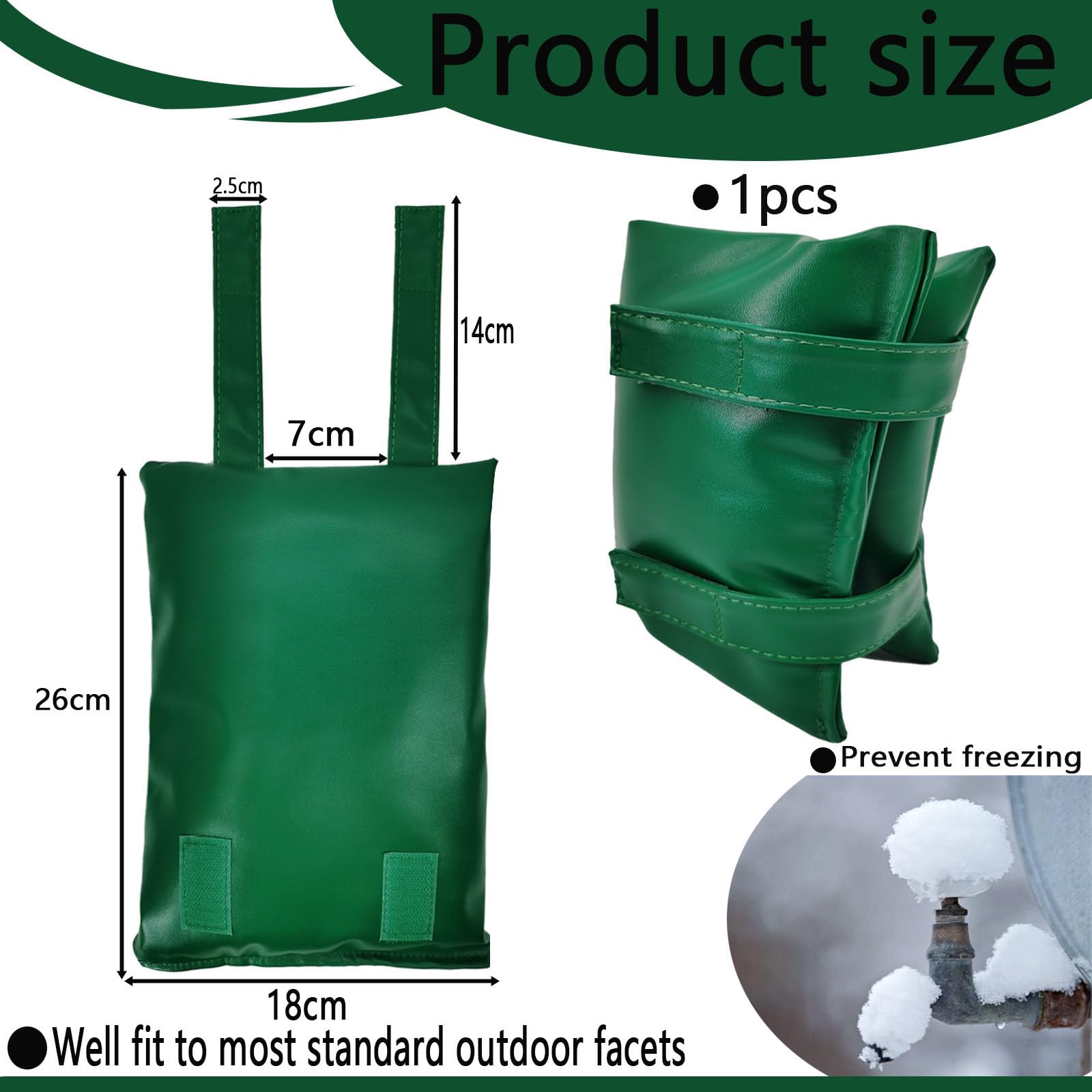 Garden Outside Tap Cover Frost Protector for Winter,Large Waterproof Leather Frost Covers for Outside Taps,Outdoor Water Tap Cover Insulated Thermal Tap Jacket Protects Your Tap from Freezing (Green) - Image 2