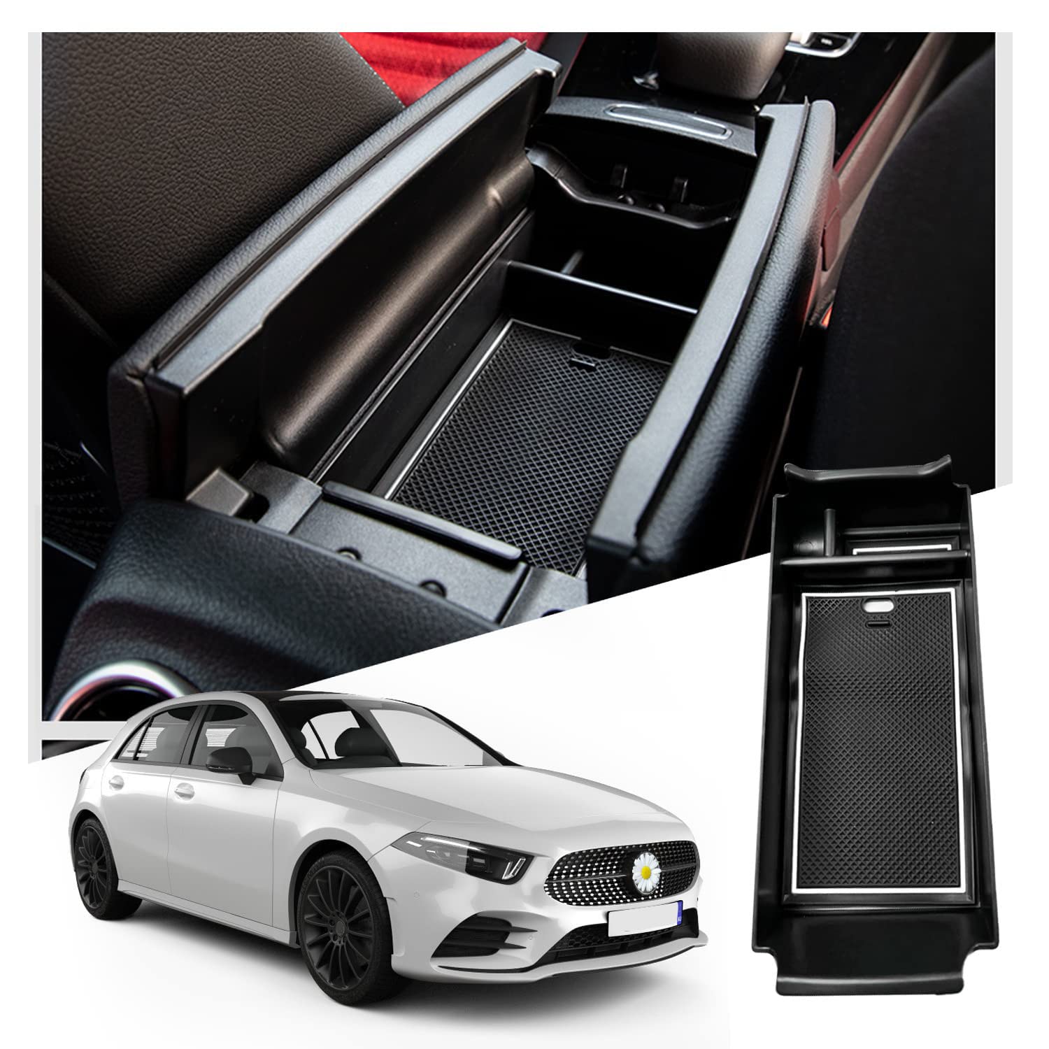 Organizador Para Reposabrazos Mercedes Clase A/B/GLA/CLA/GLB - Caja Con Bandeja Antideslizante Para Consola Central