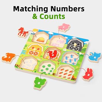 Toddler Wooden Puzzles Ages 1-3, Montessori Toys for 12+ Months Boys Girls