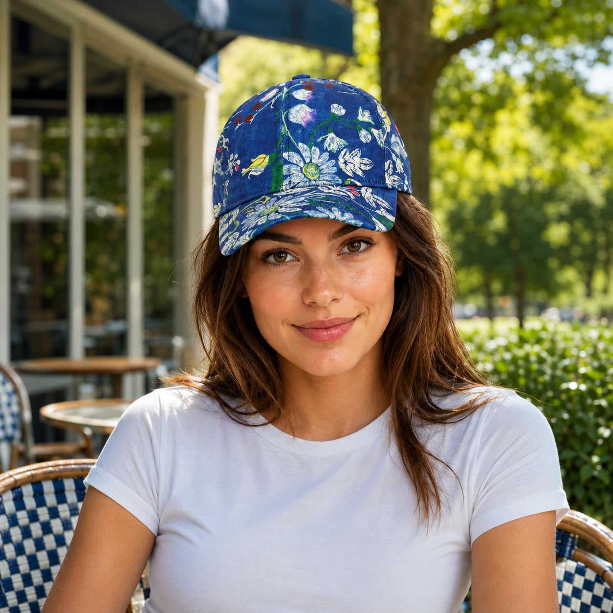 VRITRAZ Floral Printed Baseball Cap for Women & Girls | Adjustable Free Size Curved Brim Sun Hat, Stylish Summer Travel Sports Outdoor & Casual Wear (Blue) 4