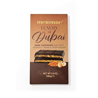 Meronne Dubai Chocolate Bar 5.64oz - Dark Chocolate with Hazelnut Cream & Crispy Kadayif
