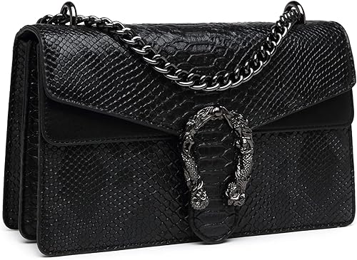 Miniatura 7 de MYHOZEE - Bolsos cruzados para mujer - Carteras de mano con estampado de serpiente - Bolsos de hombro de cuero con cadena - Bolsos de noche