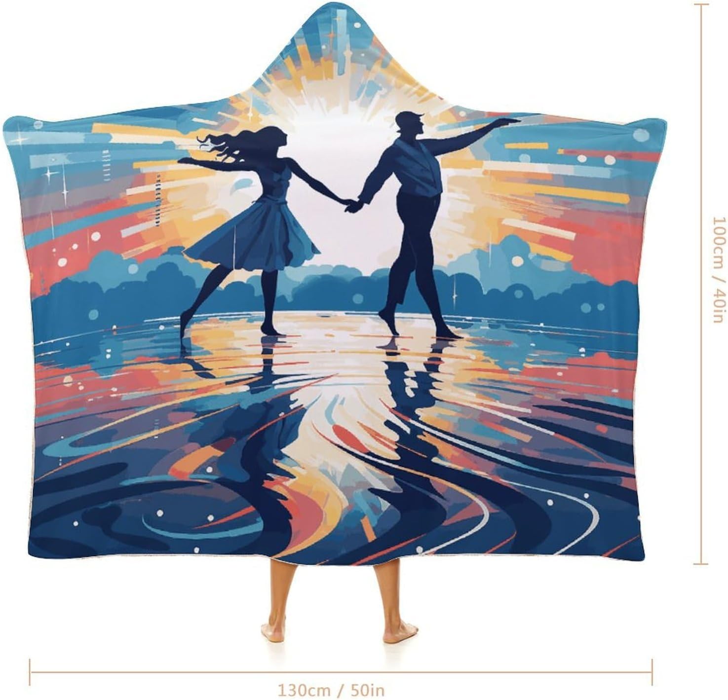 Dancing on Water Hooded Blanket Cozy And Functional,Wearable Blanket Hoodie for Women Men,Blanket Poncho Presents40 x50