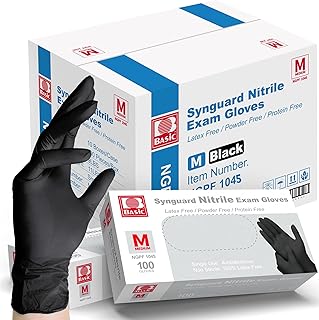 Basic Medical Black Nitrile Exam Gloves - 5 Mil - Latex-Free & Powder-Free - NGPF 1045 (Case of 1,000), Medium