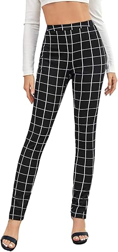 SweatyRocks Leggings ajustados casuales para mujer, pantalones de trabajo elásticos de cintura alta