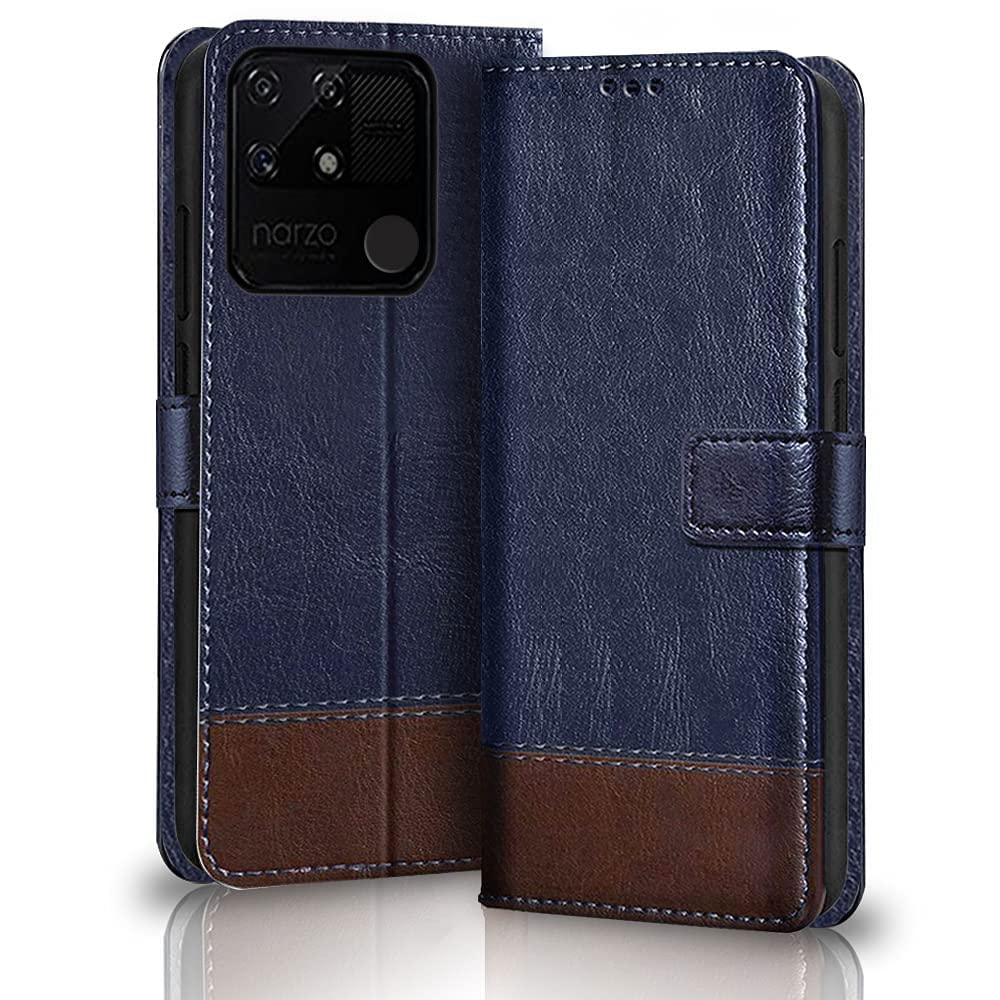 TheGiftKart DualColor Leather Finish Realme Narzo 50A Flip Back Cover