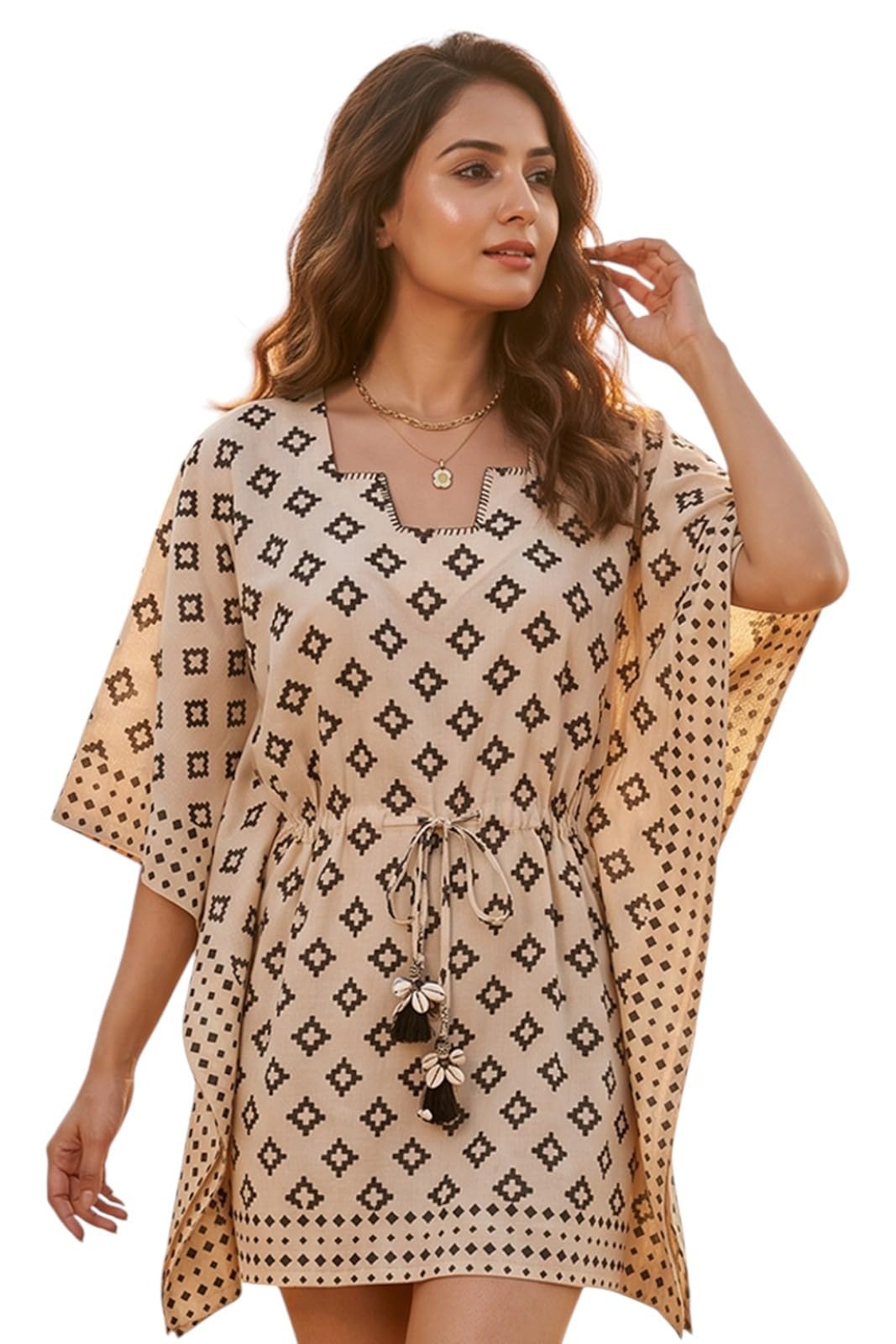 Cotton Short Kaftan Top for Women – Trendy Summer Tunic Dress, Breathable & All-Day Comfort | Short Summer Dress, Lightweight & Breathable Fabric.-picture-46
