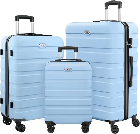 review AnyZip Luggage Sets 3 Piece PC ABS Hardside Lightweight Suitcase with 4 Universal Wheels TSA Lock Carry On 20 24 28 Inch Light Blue