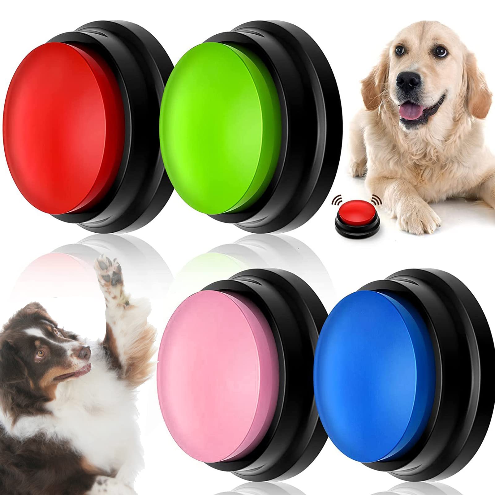 TNSLAND Pulsanti per Cani Parlanti e Allenamento - Giochi Interattivi, Buzzer Button - Confezione da 4