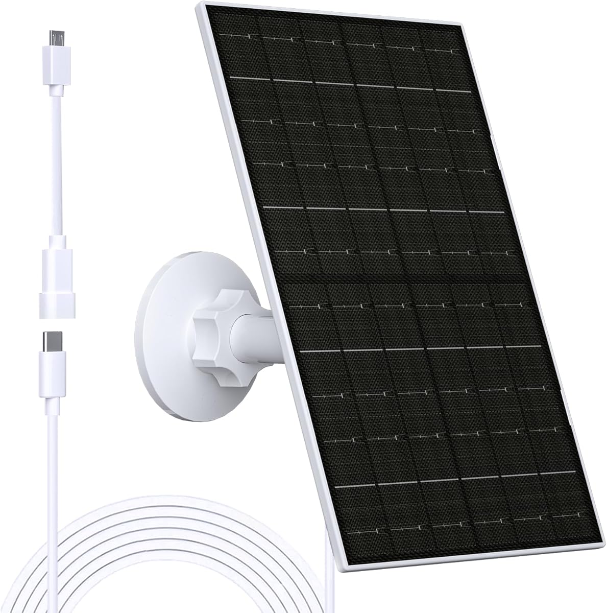 Zivif 7W Solar Panel for Security Camera, USB Solar Panel Compatible with Eufycam 2C/2C Pro/2/2 Pro/E20/E40/E, Solar Panel Charger with USB-C Port, with Micro USB Connector & Rubber Plug, White