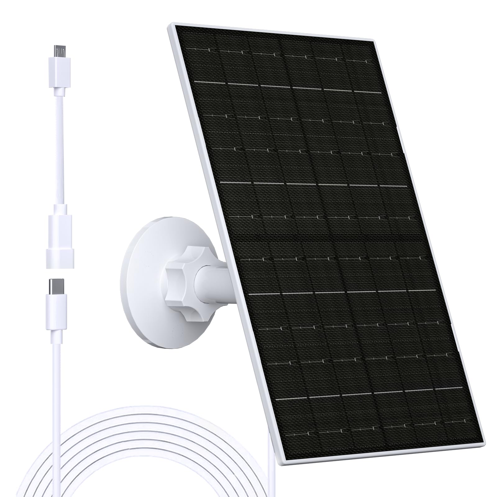 zivif 7w solar panel charger, usb c solar panel compatible with eufycam 2c/2c pro/2/2 pro/e20/e40/e, solar panel for camera with micro usb connector & rubber plug (1 pack)