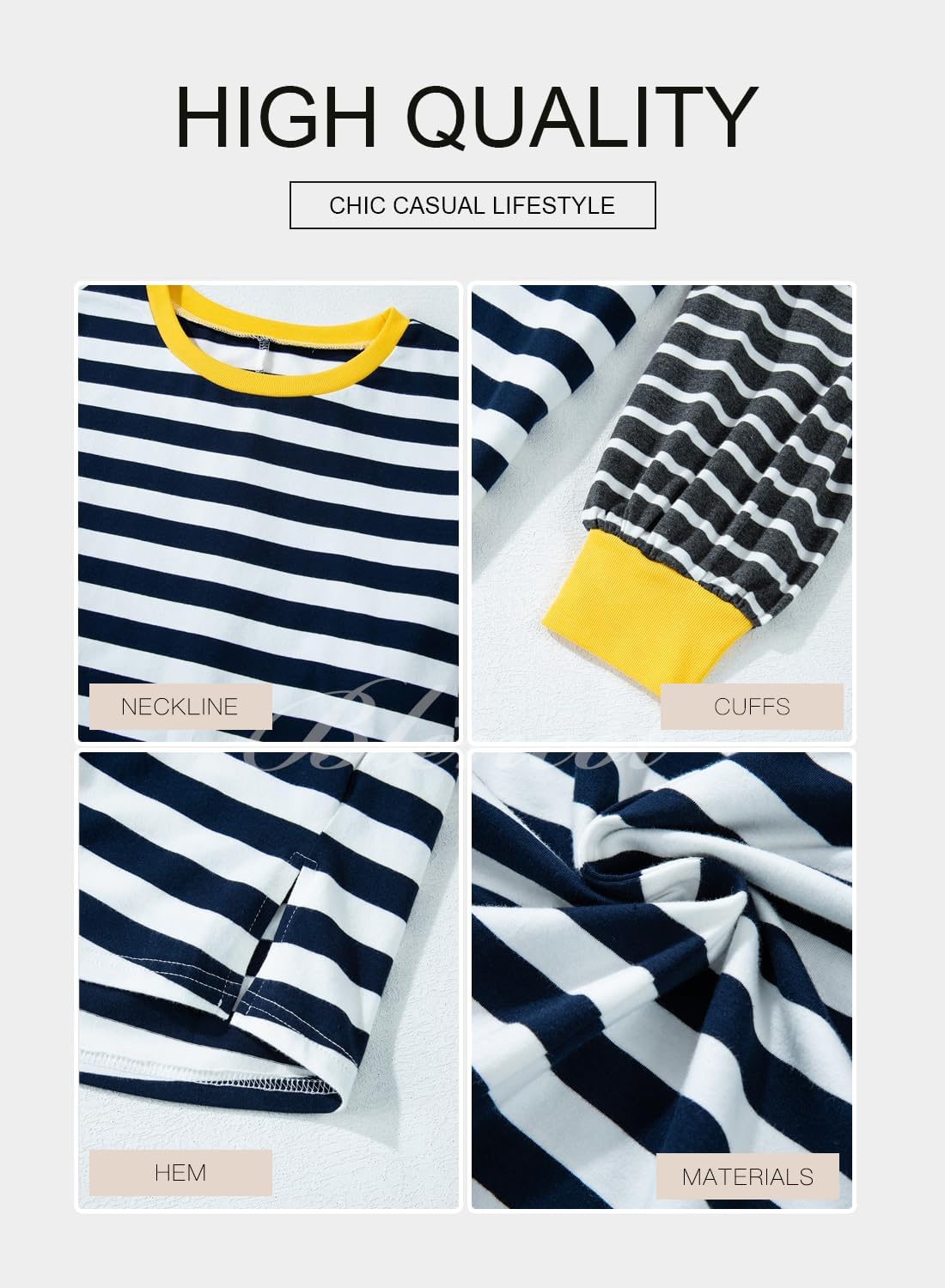 BLENCOT Women's Oversized Patchwork T Shirts Fall Long Sleeve Striped Color Block Loose Fit Pullover Tops - Image 6