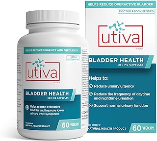 Utiva Bladder Health – Natural Bladder Control Supplement for Overactive Bladder and Lower Urinary Tract Health – Clinically Proven to Reduce Frequency and Urgency - 60 Capsules