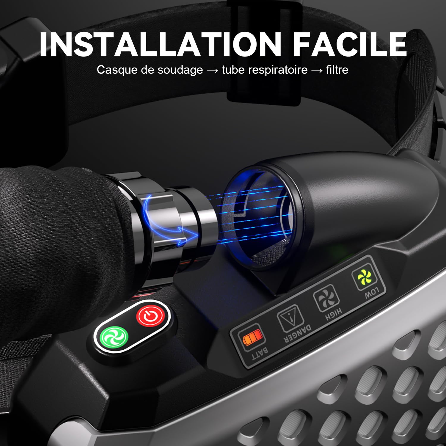 ANDELI Casco de Soldadura PAPR TH3P | Filtración 99.97% EN 12941 | Flujo de Aire 200 L/min,ANDELI Filtro de Repuesto para respirador PAPR - 3 Capas