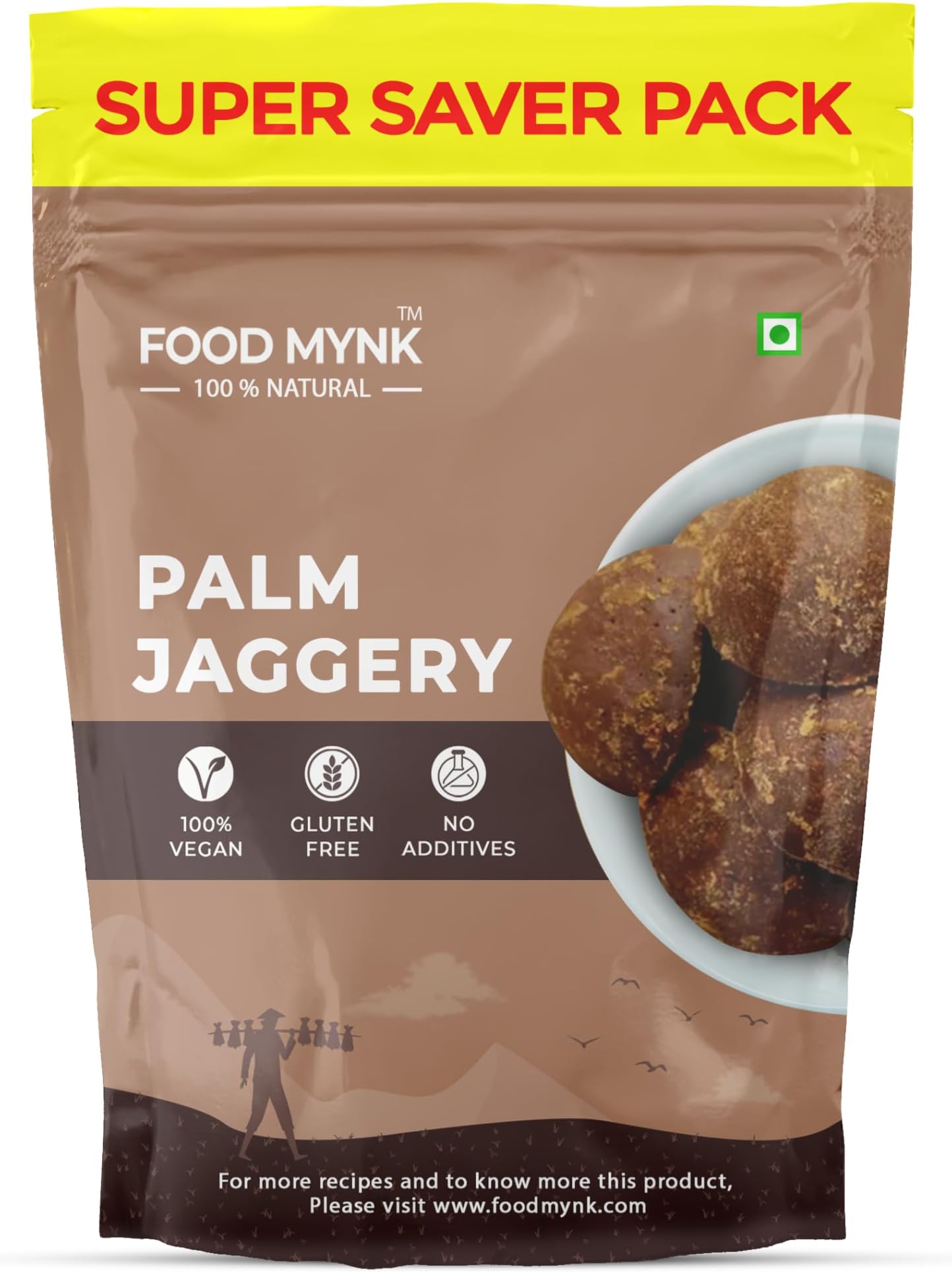 Food Mynk Palm Jaggery (1Kg) | Thati Bellam | Karupatti | Palm jaggery | Nolen Gur | Khajur Gud | Patali Gur | Panavellam | No Preservatives (1Kg)