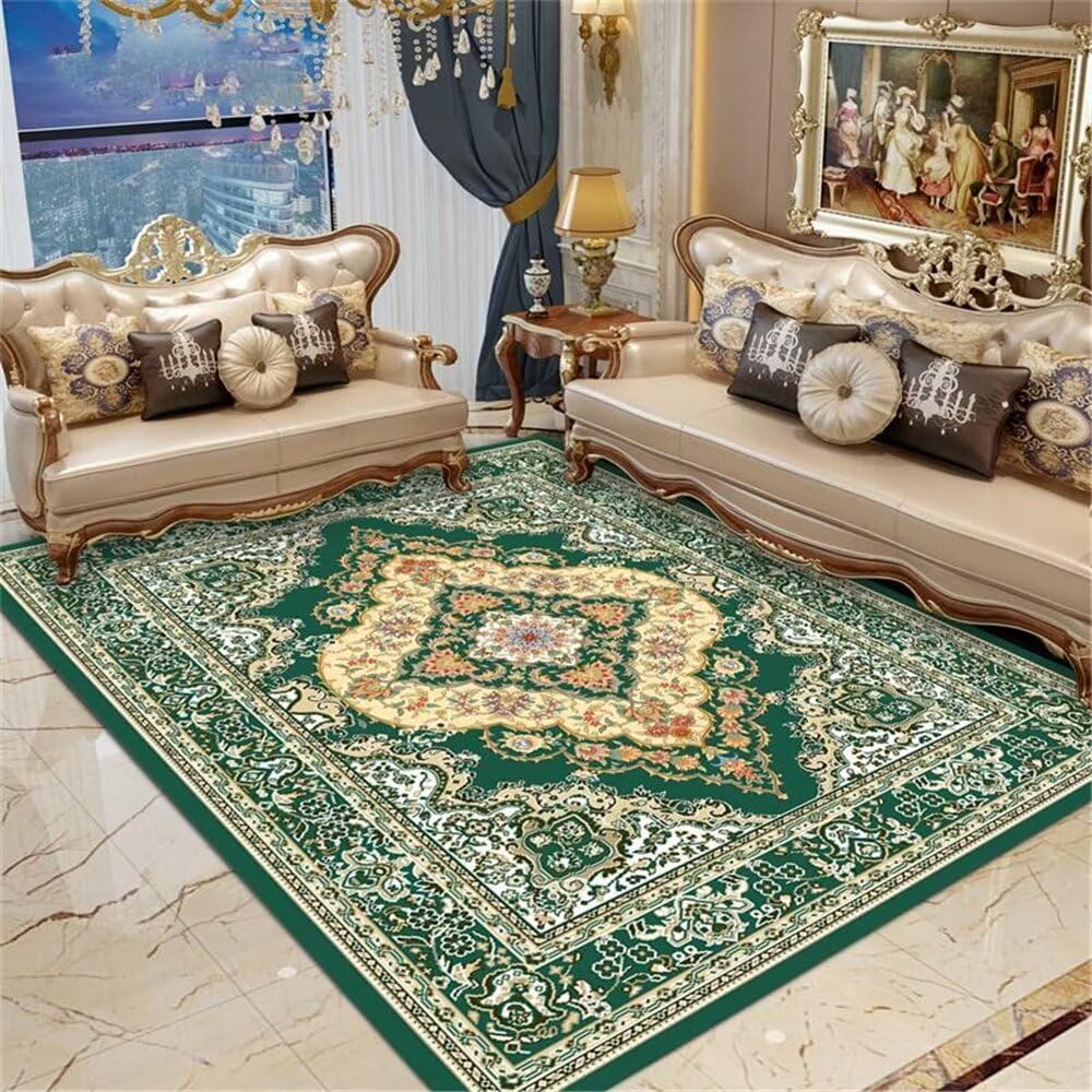 Tapis gamer sol anti-rayures et tapis design salon vintage floral facile à laver 160x230