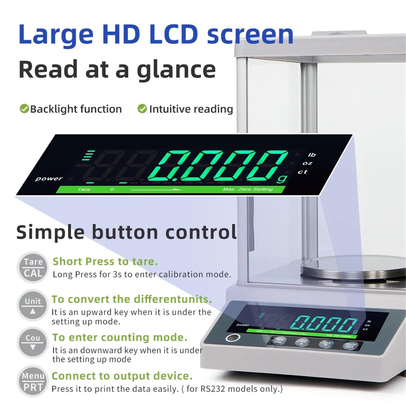 Báscula electrónica de laboratorio, balanza analítica precisión 0,001 g, báscula for joyería y cocina Grado comercial
