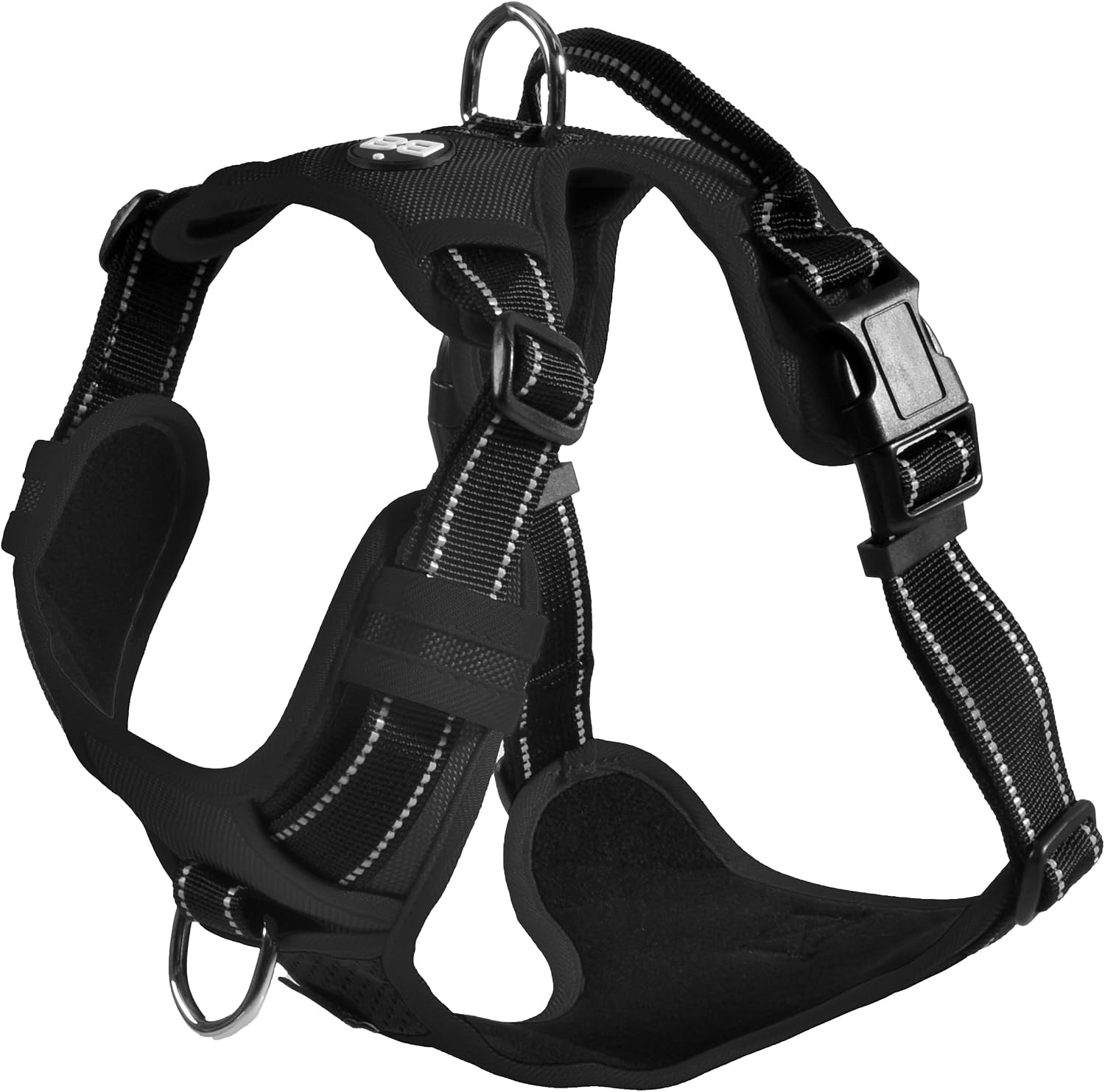 Bobby Rando Walk - Dog Harness, Nylon Dog Harness Medium Small Large Dog Harness, Safe, Comfortable, Reflective, Adjustable, Black, M/40-63x2 CM