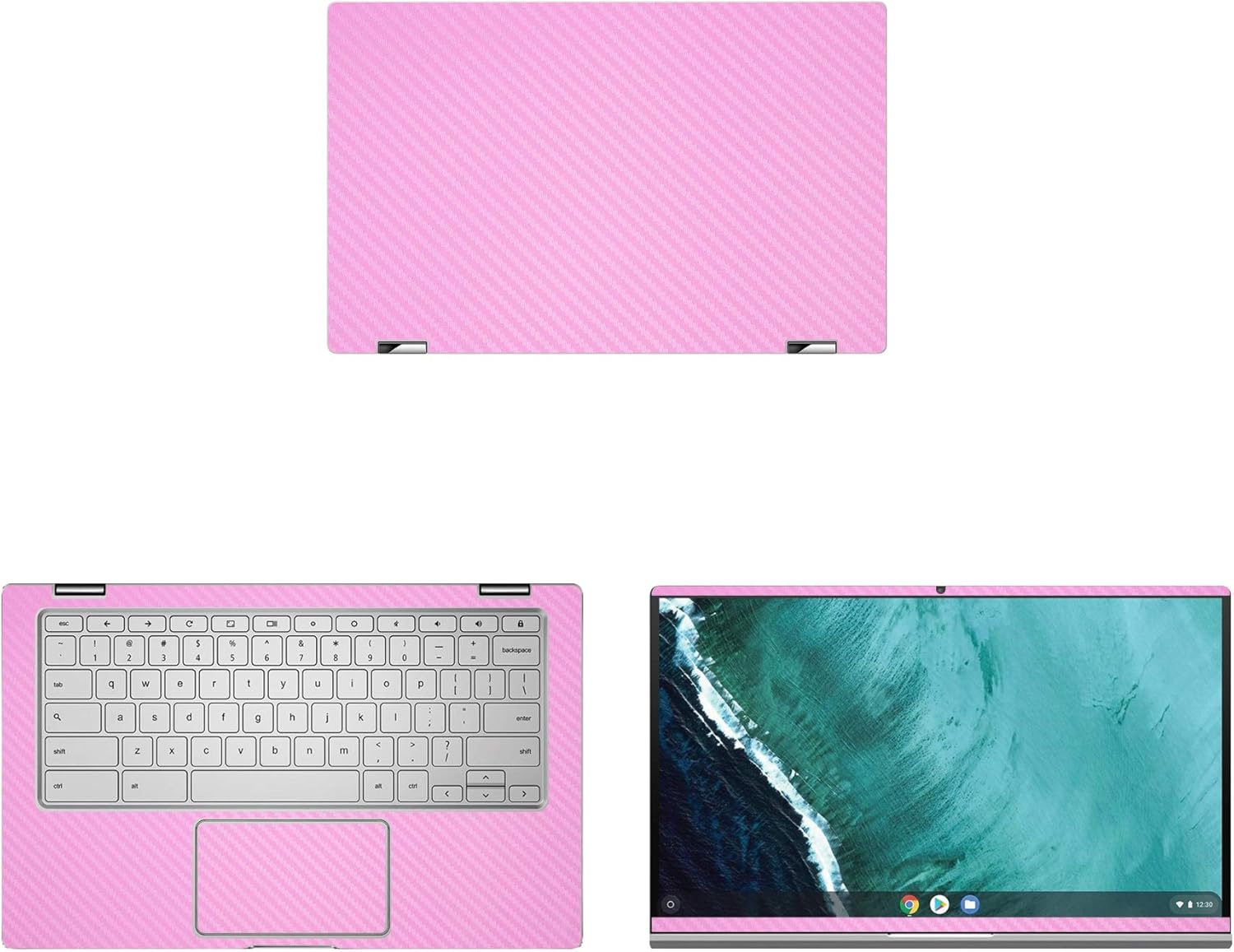 Decalrus - Protective Decal for Asus ChromeBook Flip C434 / C434TA (14" Screen) Laptop Pink Carbon Fiber Skin case Cover wrap CFasusChrmbk14_C434taPink