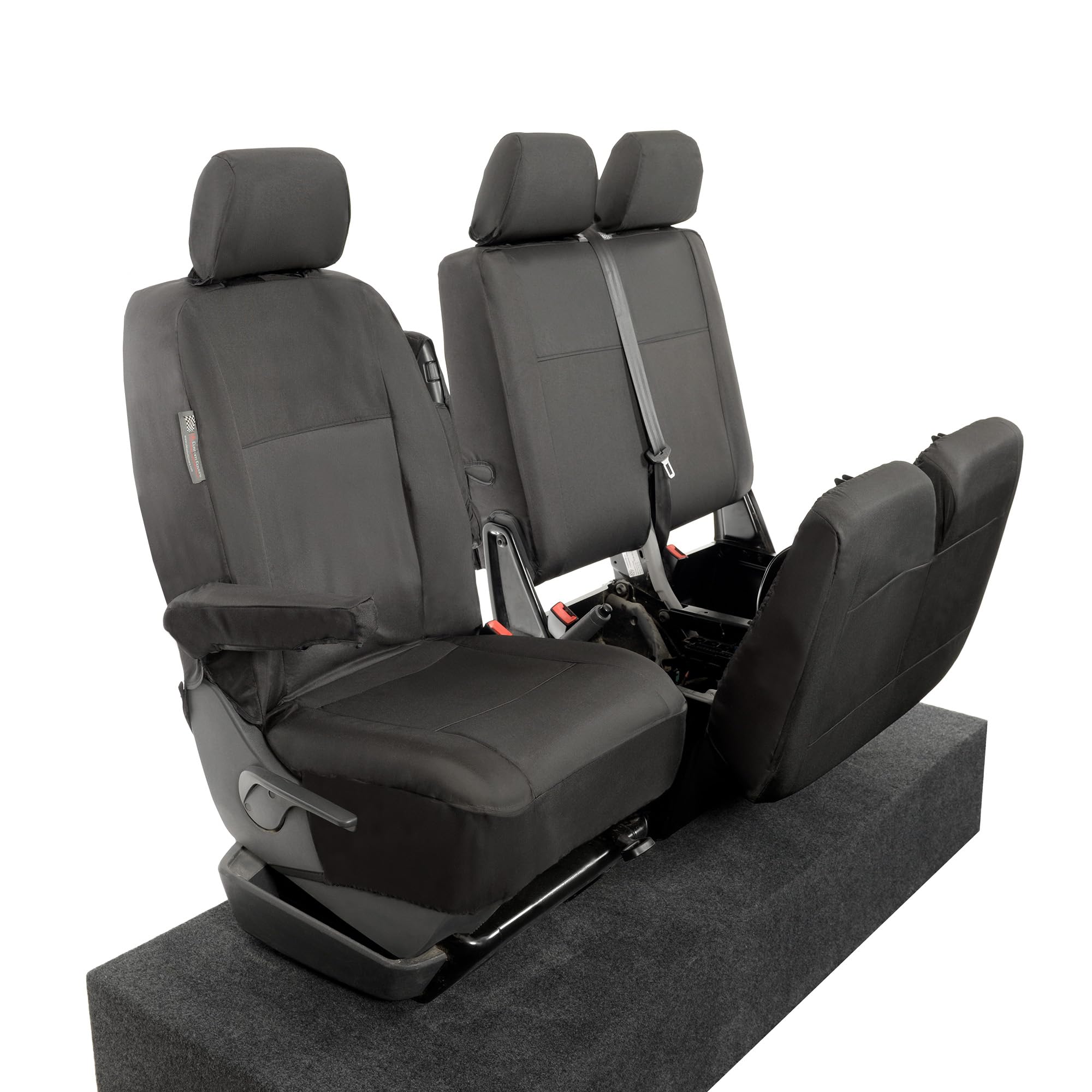 UK Custom Covers Coprisedili Anteriori Impermeabili Per Ford Transit Custom Trend (2013+) - Grado Commerciale 600 Denari, Colore Nero - 2