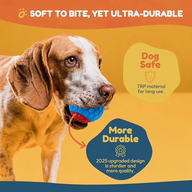 Foto 3 de 7 de Pets & Play Pelotas chirriantes para perro, paquete de 6 bolas duraderas mejoradas, fuertes y resistentes