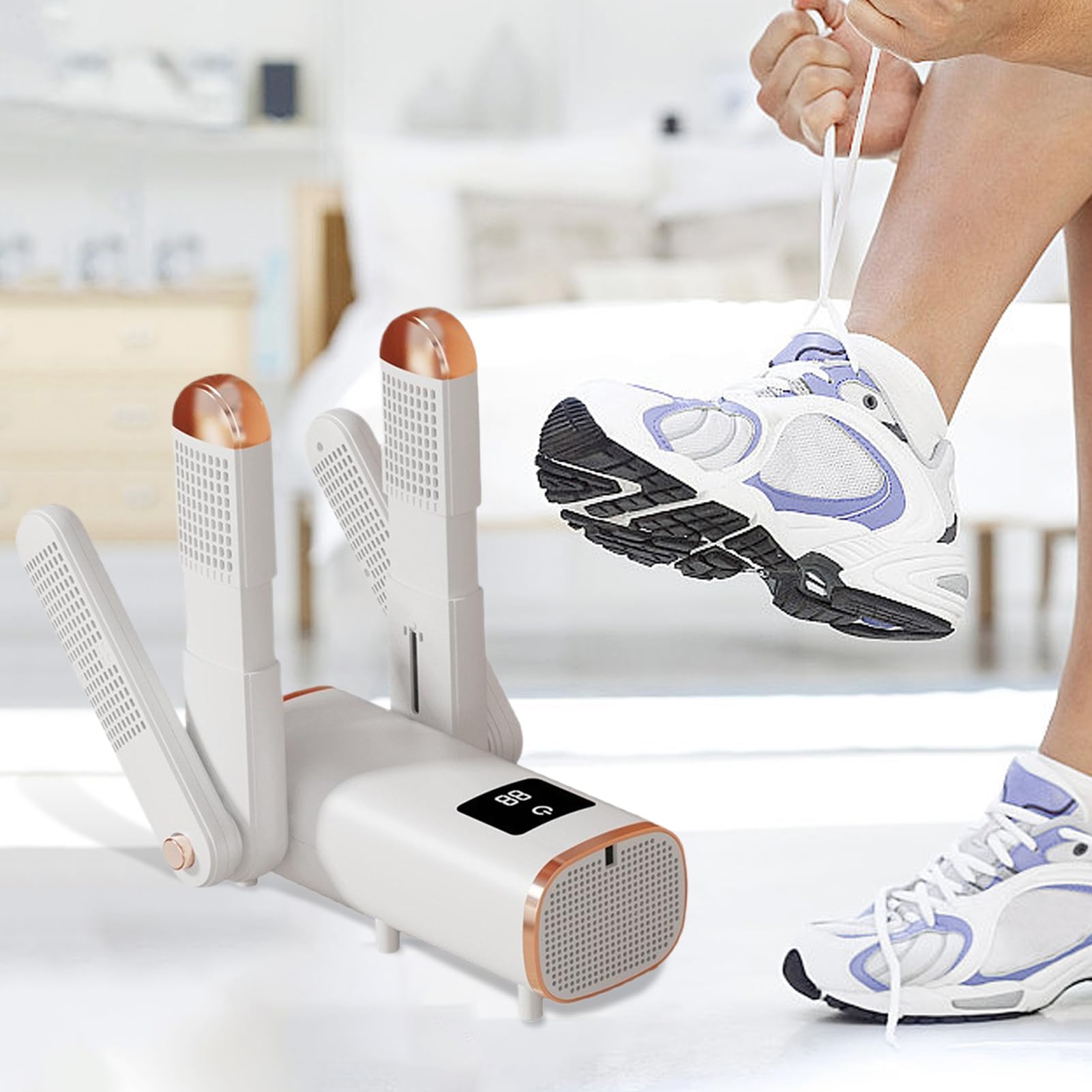 Generisch Secador de zapatos, 4 orificios secos, equipo de eliminación de | olores, calentador de zapatos eléctrico, desodorante, para zapatillas de deporte, guantes, interiores y exteriores