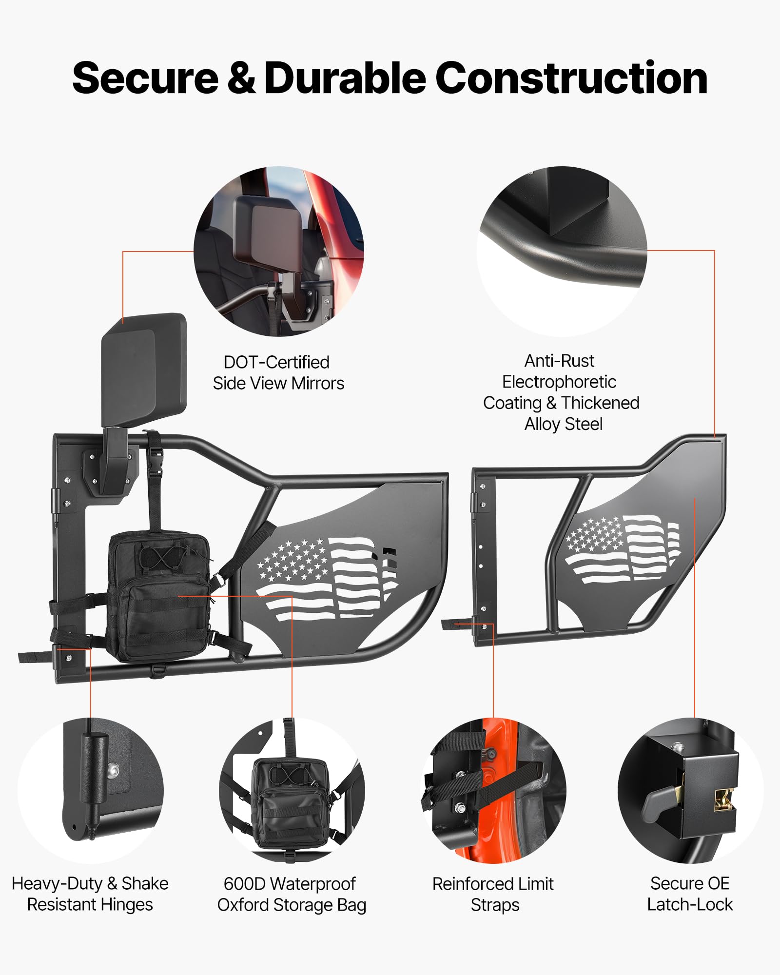 Amazon.com: VEVOR Jeep Tube Doors, 4-Door, Fit for 2018-2026 Jeep