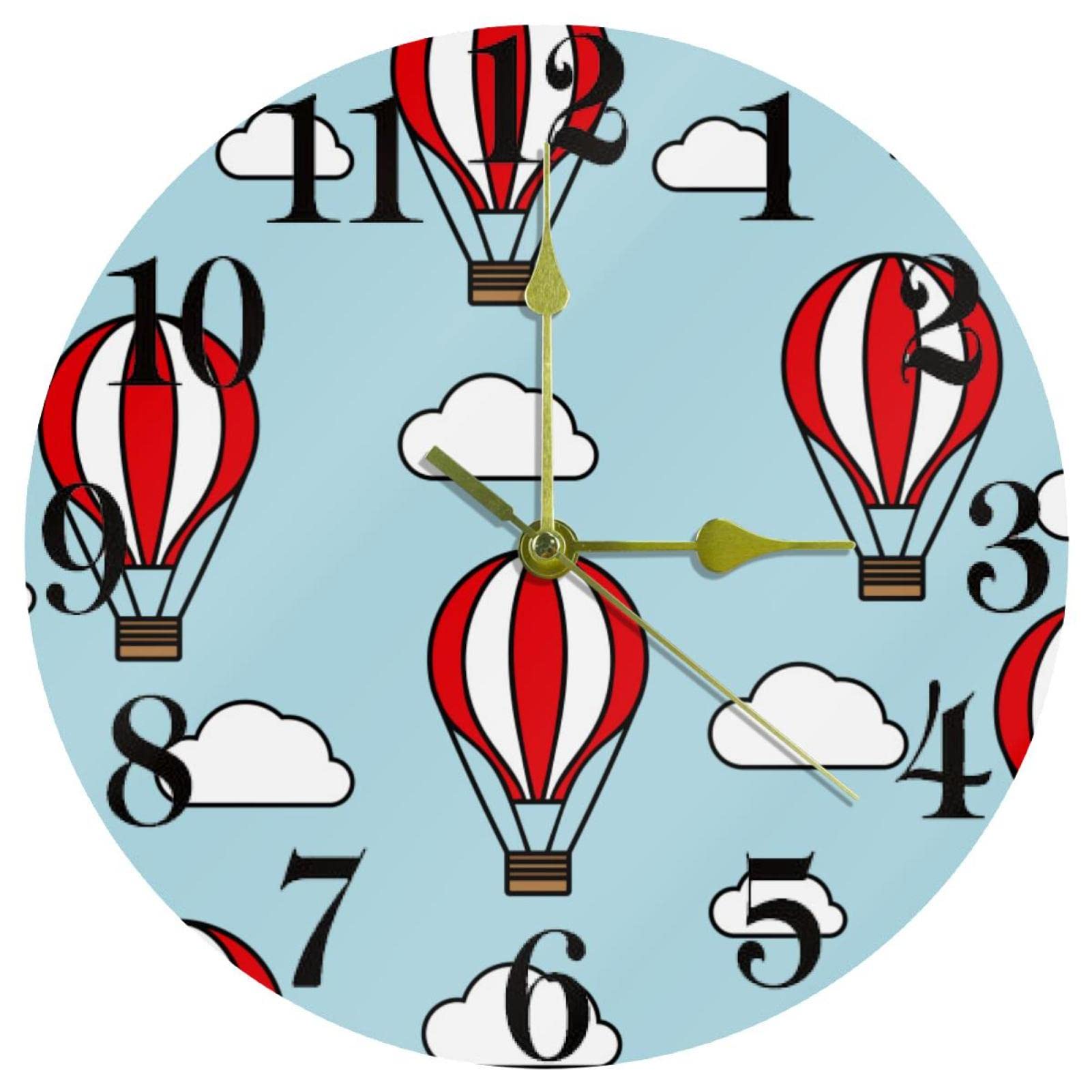 Horloge murale ronde silencieuse quartz 25,4 cm motif nuages bureau