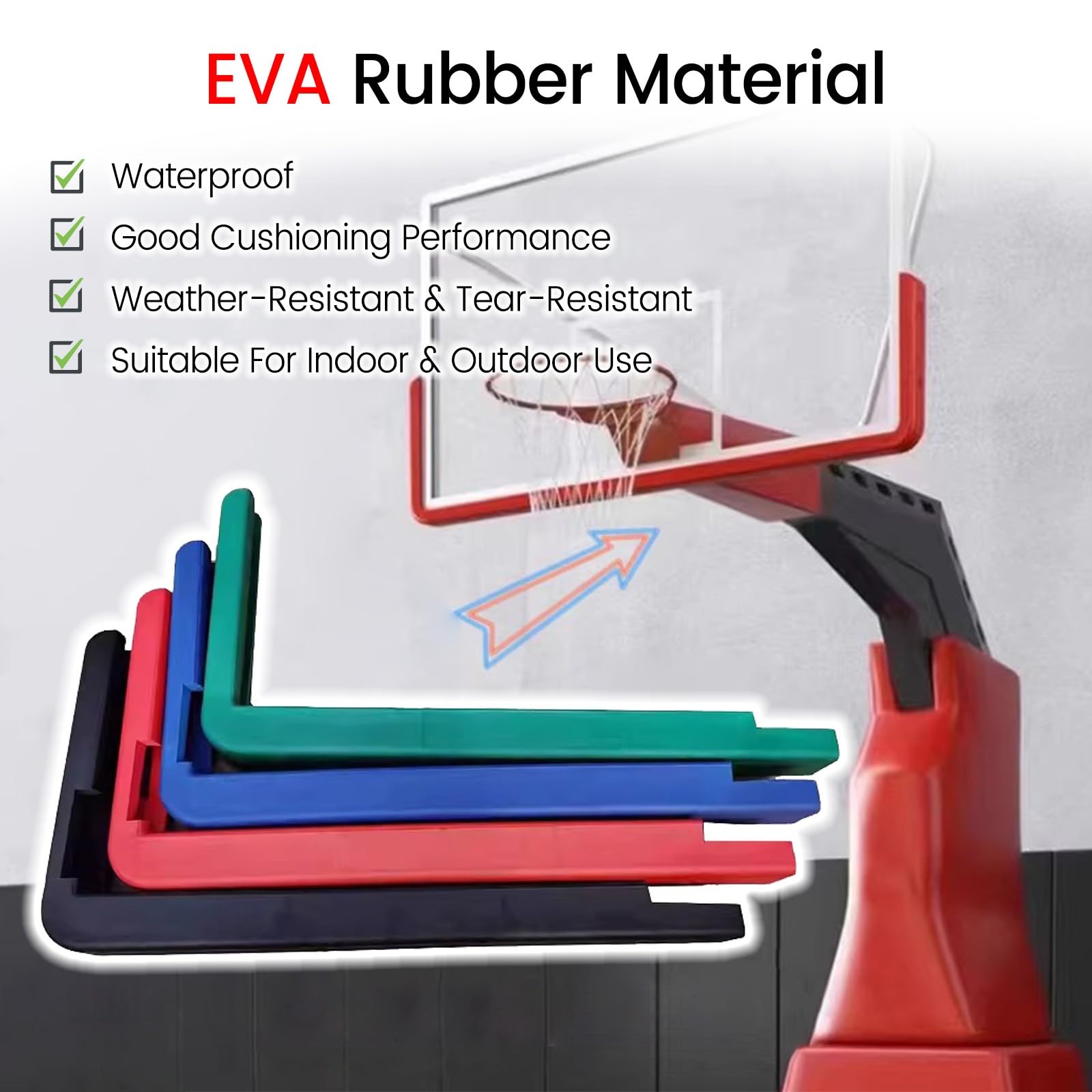 Almohadillas para tablero de baloncesto para tableros de madera, vidrio o acrílico, protector de tablero EVA de alta elasticidad con agujeros y tornillos preperforados