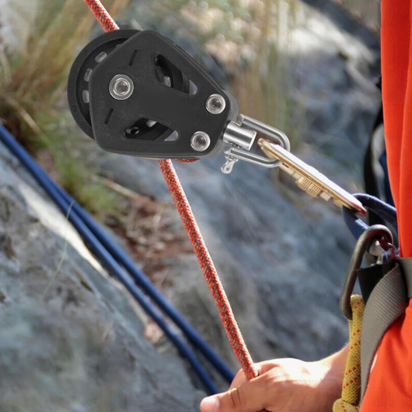 Ascendere Corda Alpinismo Puleggia Per Arrampicata 100KN - In Lega Alluminio Magnesio, Per Corda 8-13mm Puleggia Alluminio Magnesio 100KN