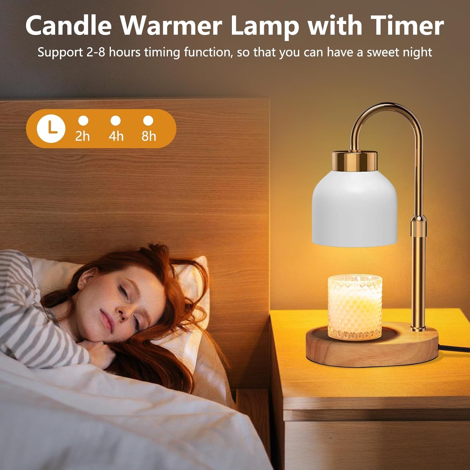 Lampada Scalda Candela Con Timer E Dimmer | Altezza Regolabile 9-15 Cm, 4 Livelli Luminosità, Senza Fiamma