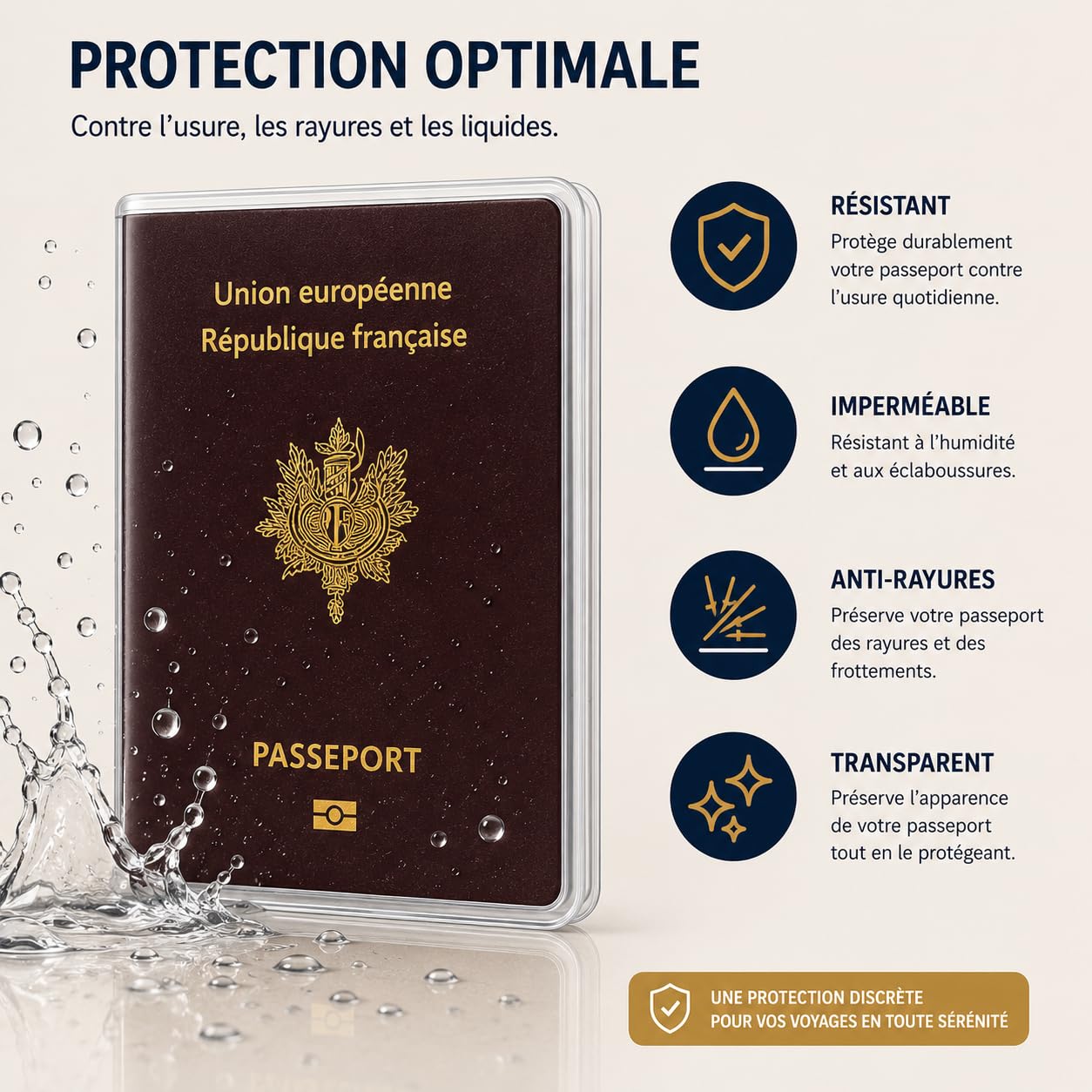 Lot de 2 Étuis Passeport Transparent – Format Européen 13x10 cm – PVC Cristal Haute Qualité – Fabriqué en France – Protection Passeport Souple