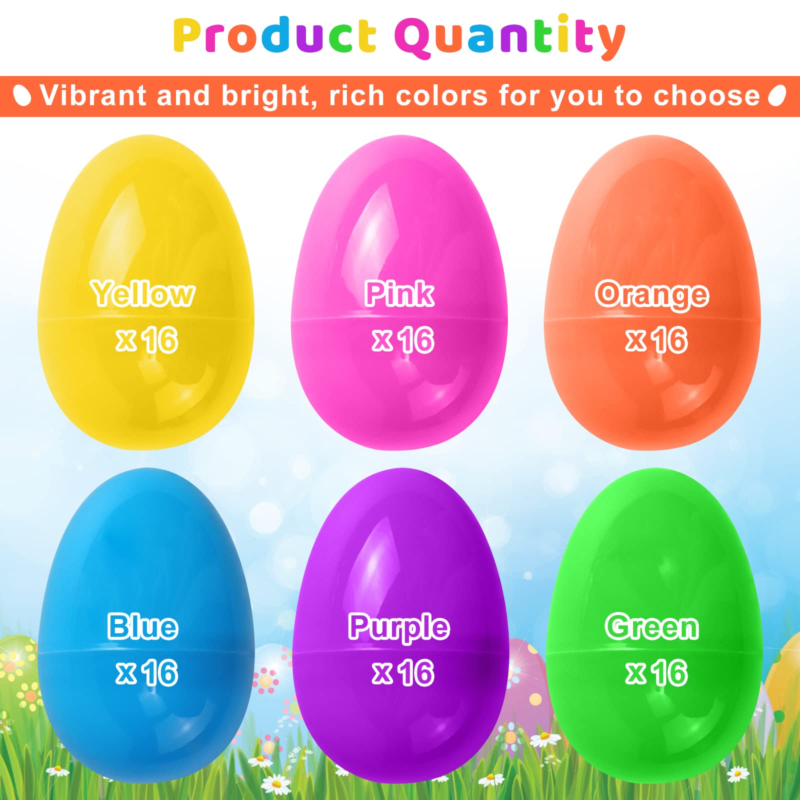 GoosWexmzl Easter Eggs Colorful Bright Plastic Easter Eggs, Perfect for Easter Egg Hunt, Suprise Egg, Easter Hunt (96)