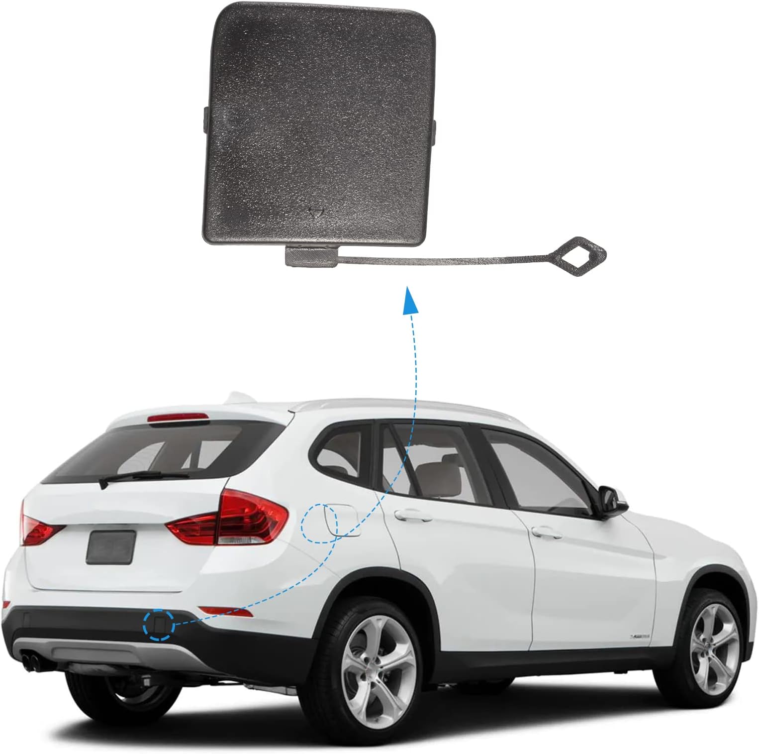 Rear Bumper Tow Hook Cover Fit for BMW X1 E84 2013 2014 2015 Towing Eye Cap 51127303815 51127303816 (Black, Right Passenger Side) Xinpinsai