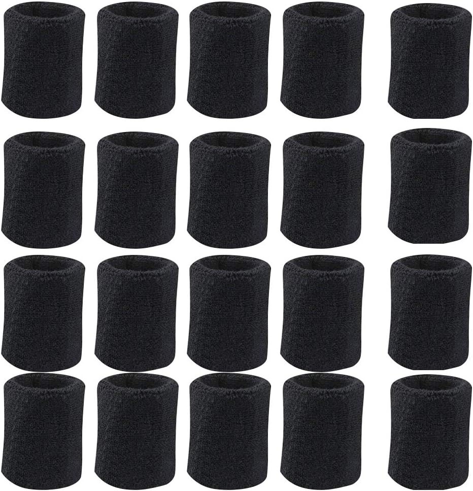 10 Pairs Sports Wristbands, Wrist Sweatbands for Men & Women, Stretchy & Sweat Absorbing Cotton Terry,Perfect for Basketball, Football, Tennis, Soccer, Running & Working Out