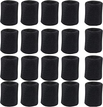 10 Pairs Sports Wristbands, Wrist Sweatbands for Men & Women, Stretchy & Sweat Absorbing Cotton Terry,Perfect for Basketball, Football, Tennis, Soccer, Running & Working Out