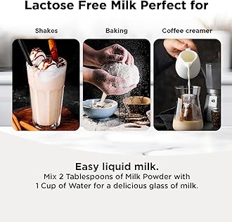 Healthier Comforts Lactose Free Whole Milk Powder | Non-GMO, rBST Hormone Free, Kosher, Gluten Free, No Fillers | Baking, Coffee Creamer, Shakes, Pantry Staple, Camping | Makes 14 cups (7 oz)