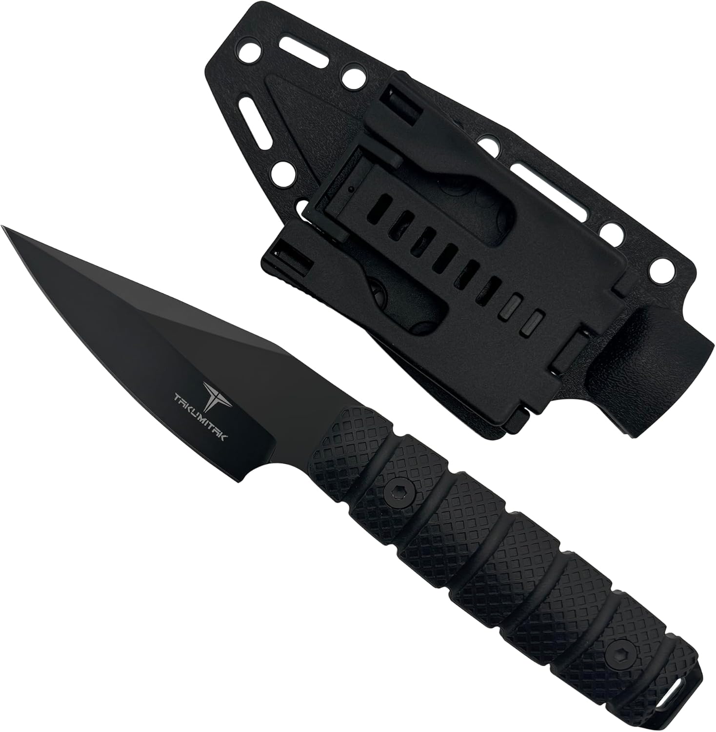 TAKUMITAK Hunting Survival Knife 9" Full Tang Fixed Blade Knives Camping Gear with Extra Set of FRN Handle Scales, MOLLE Clip Horizontal and Vertical Carry - TKF309