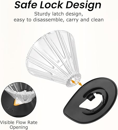 Miniatura 5 de VEVOK CHEF Juego de cafetera, jarra de vidrio de borosilicato de 20 onzas y gotero de café de vidrio con 100 filtros de papel de cono, cafetera de