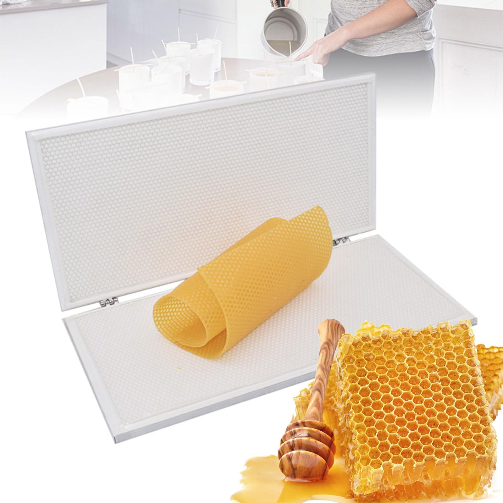 Eoweiot Manual Beeswax Foundation Machine,4.9mm Foundation Sheet Mold, Quick Forming Easy Demoulding Beekeeping Supply For Diy Beeswax