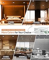 Vista 8 de Adetu 4 inch Square Led Recessed Lighting Black,5CCT Ultra Thin Square Led Ceiling Light with Junction Box, 2700K/3000K/3500K/4000K/5000K Blanco - 1