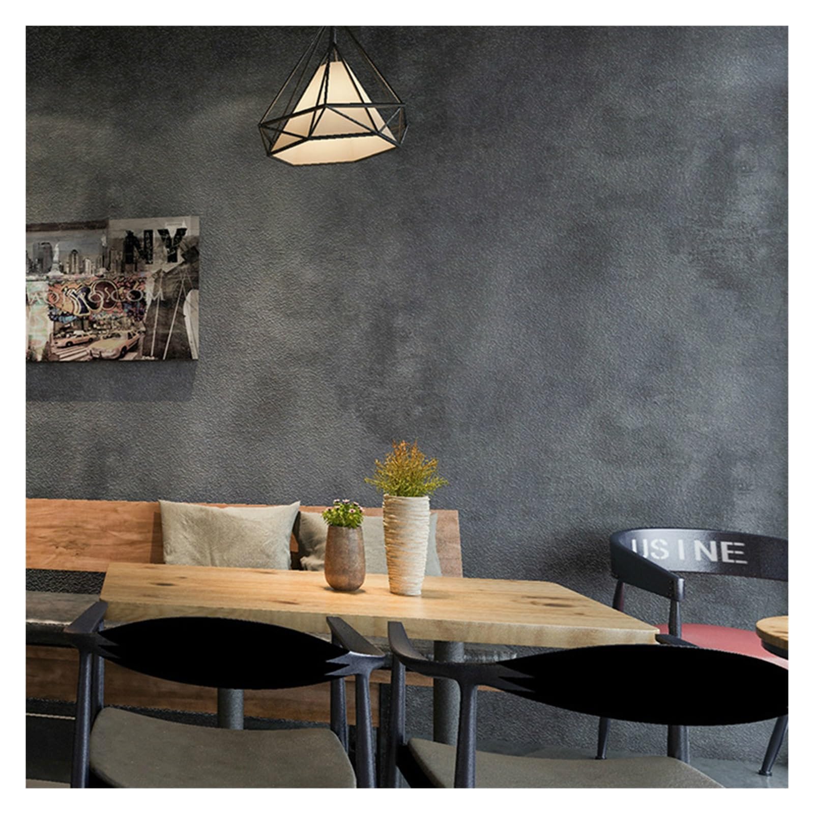 Wwpmnqd Color03 Wallpaper Vintage Pure Gray Cement Pvc Wallpaper Bar Cafe Restaurant Store Concrete Background For Living Room(Color03)