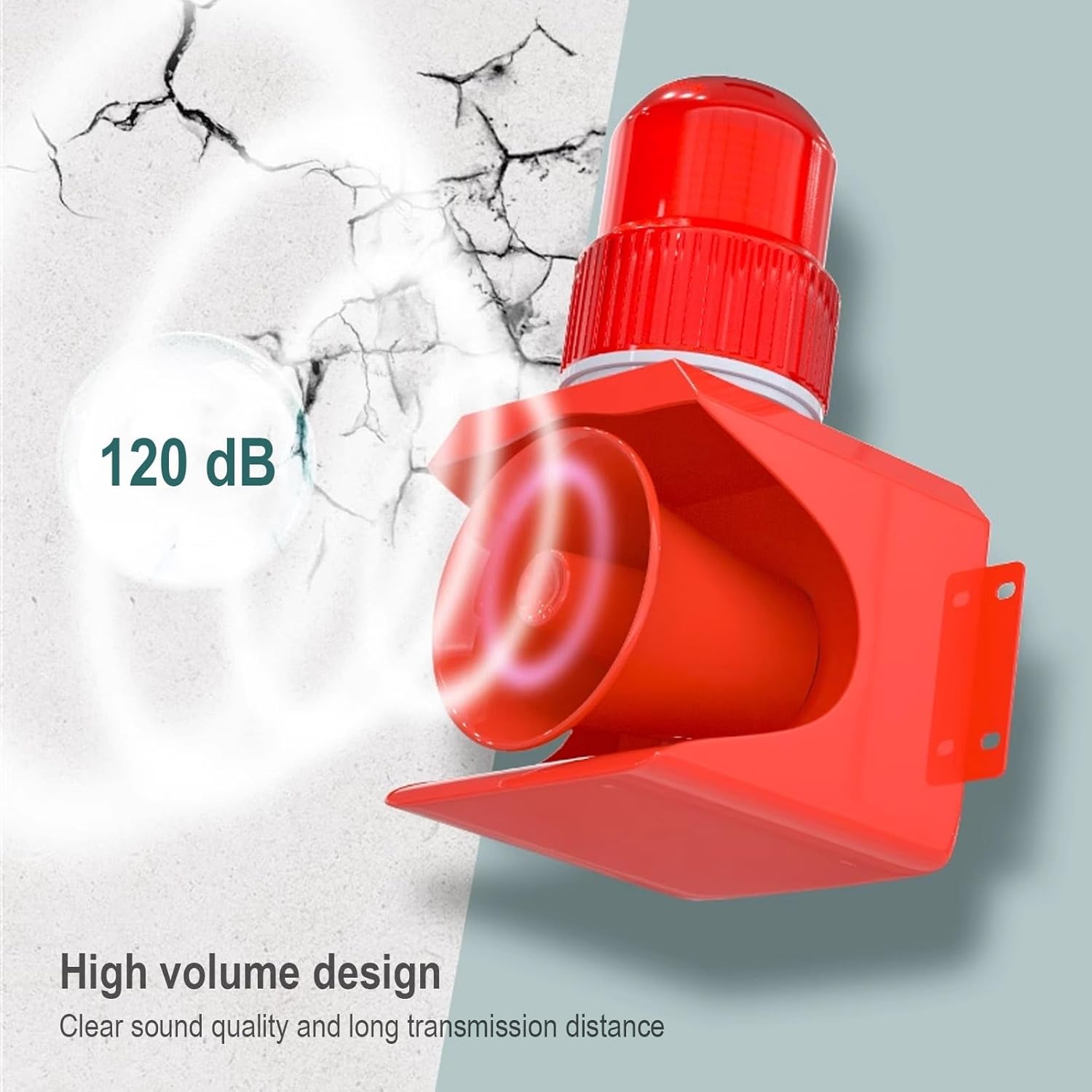 120 dB LED Waterproof Industrial Siren Alarm - Emergency Fire & Security Warning Signal Light for Noisy Environments, Ideal for Home & Workplace Safety