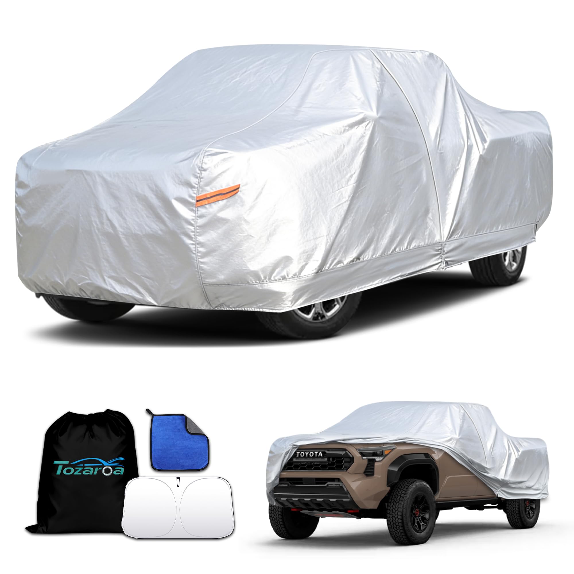 Car Cover Waterproof All-Weather,Heavy-Duty Outdoor Full Exterior Automobiles Snow Cover for SUV 181-190 inch,with Sun Visor,Anti-Scratch Cotton Lining & Zippered,Towel&Storage Bag — view 10