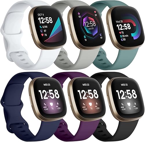 DaQin Compatible con Fitbit Versa 3Versa 4Fitbit Sense 2Fitbit Sense Bandas para mujeres y hombres, correa deportiva de TPU suave impermeable correa