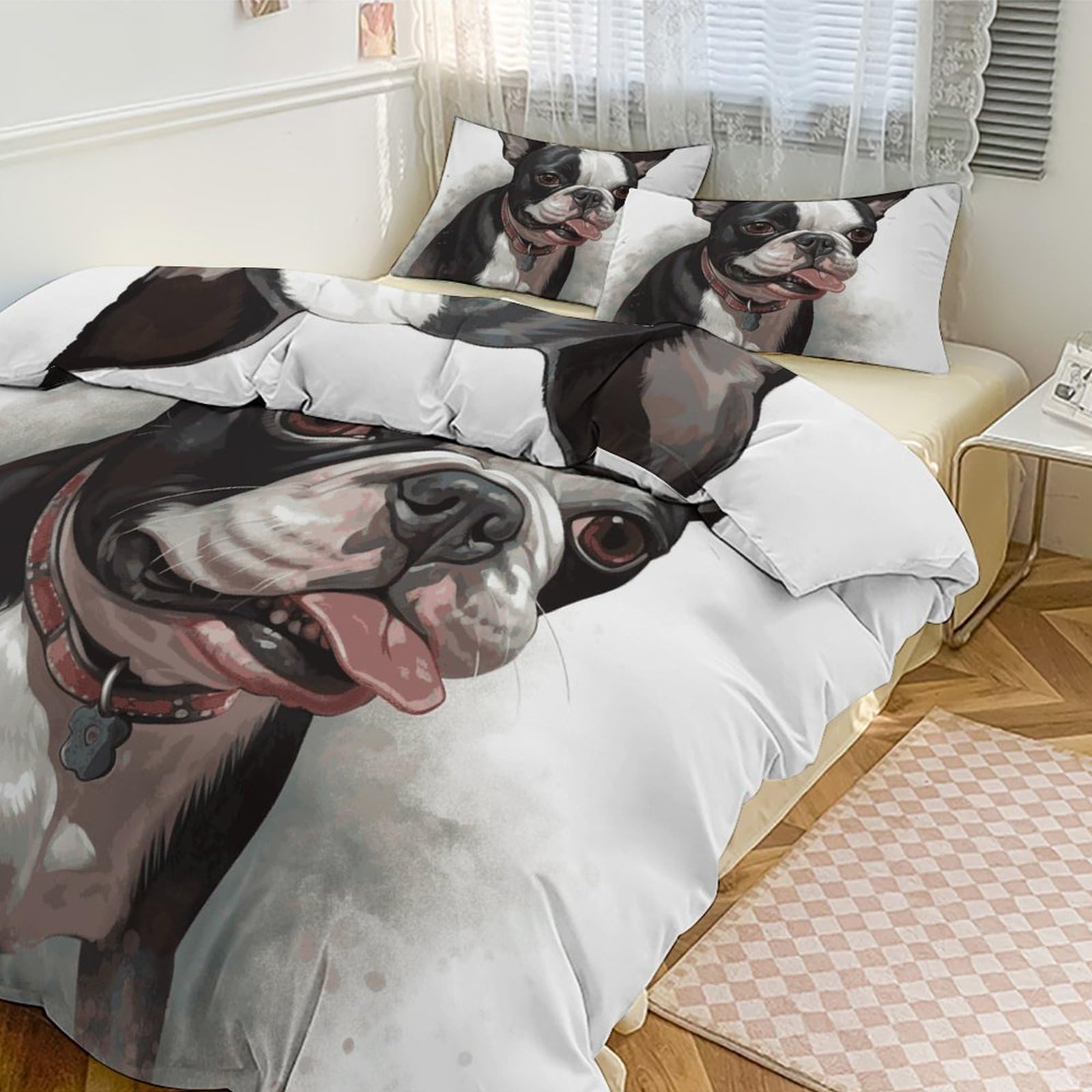 Couvre-lit Boston terrier parure de lit 3 pièces, le cadeau idéal pour maison