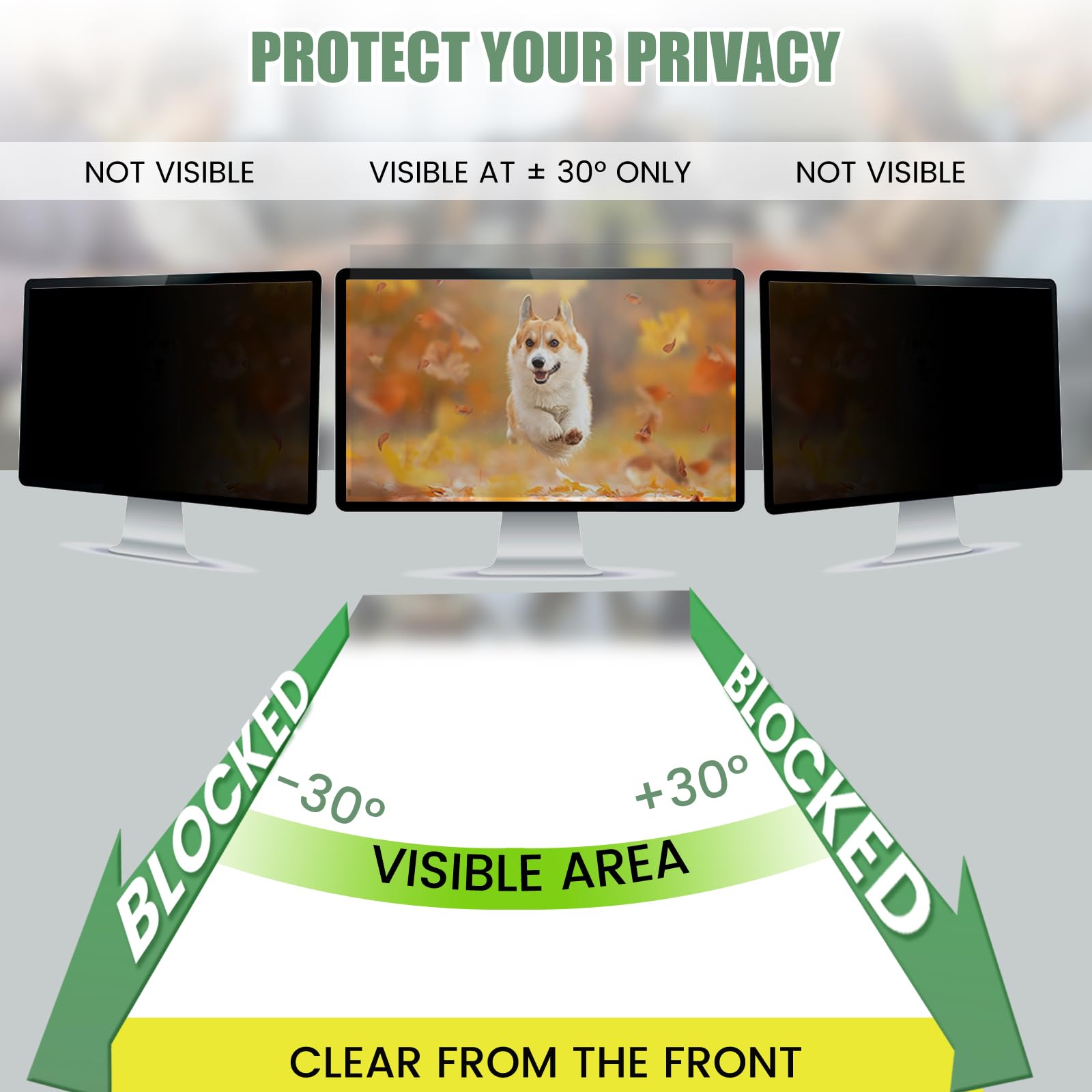 Filtro privacy per computer, 24 pollici 16:9 protezione dello schermo rimovibile per la privacy, protezione schermo HD anti-luce blu e antiriflesso, larghezza x altezza 531 mm x 299 mm