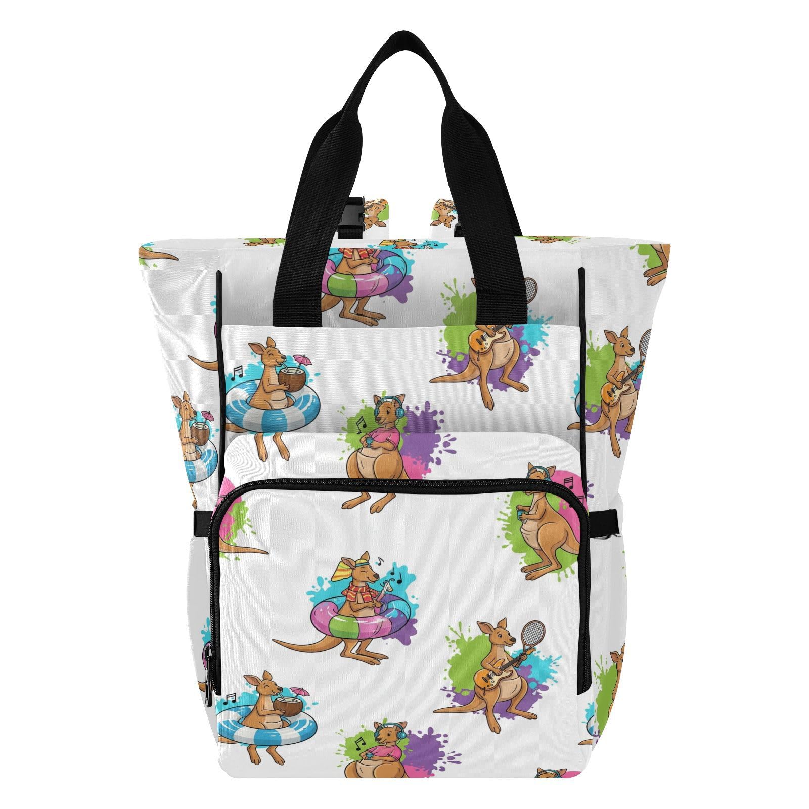 Emelivor Kangaroo Float White Diaper Bag Backpack Large Capacity with Insulated Pockets Baby Bag Diaper Bags for Boy Girl Unisex Baby Women Travel