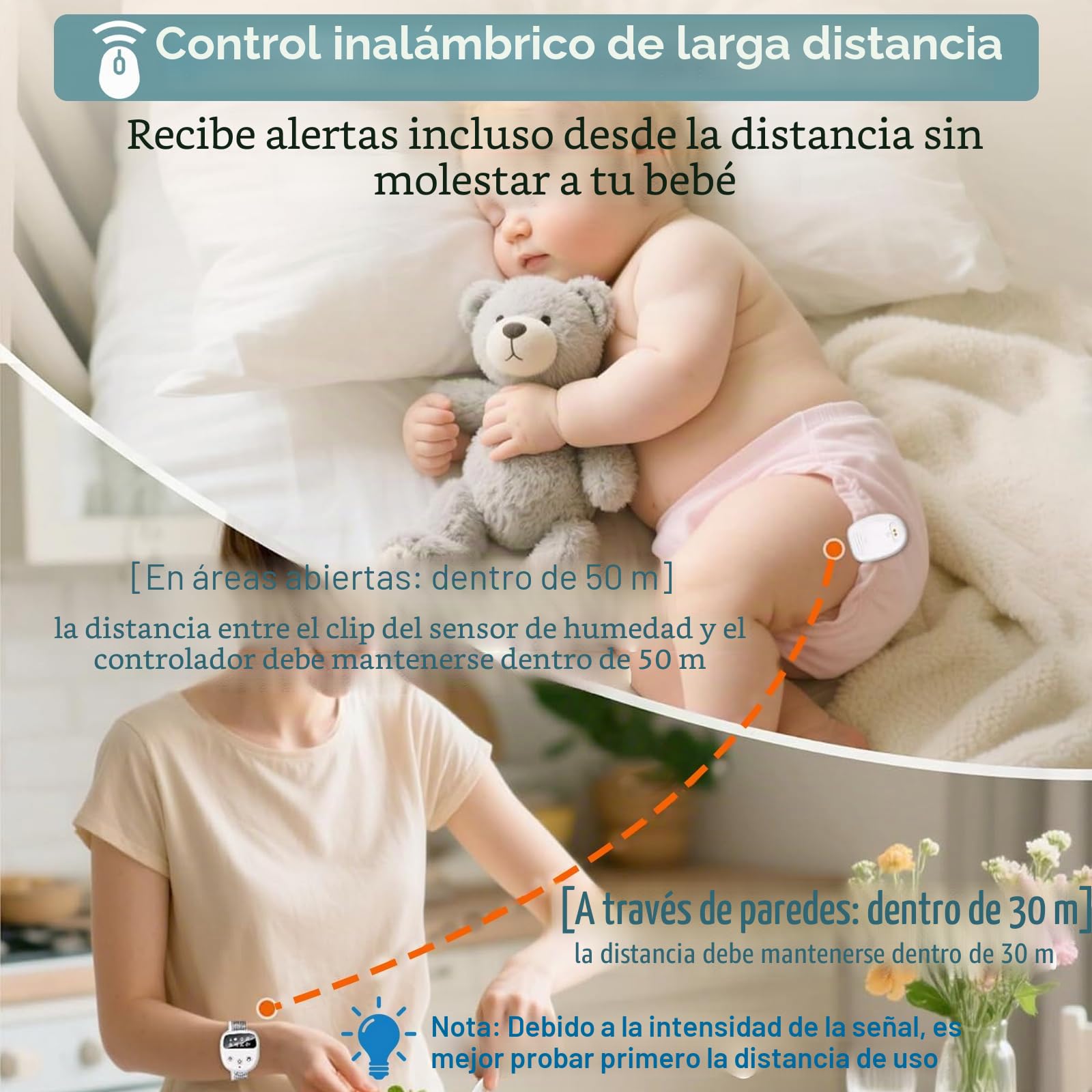 Alarma inalámbrica para niños, con mando a distancia, 3 modos de recordatorio, 2 tonos de llamada, carga USB, temporizador, alarma para entrenamiento de orinal nocturno Superwindun (versión básica​)