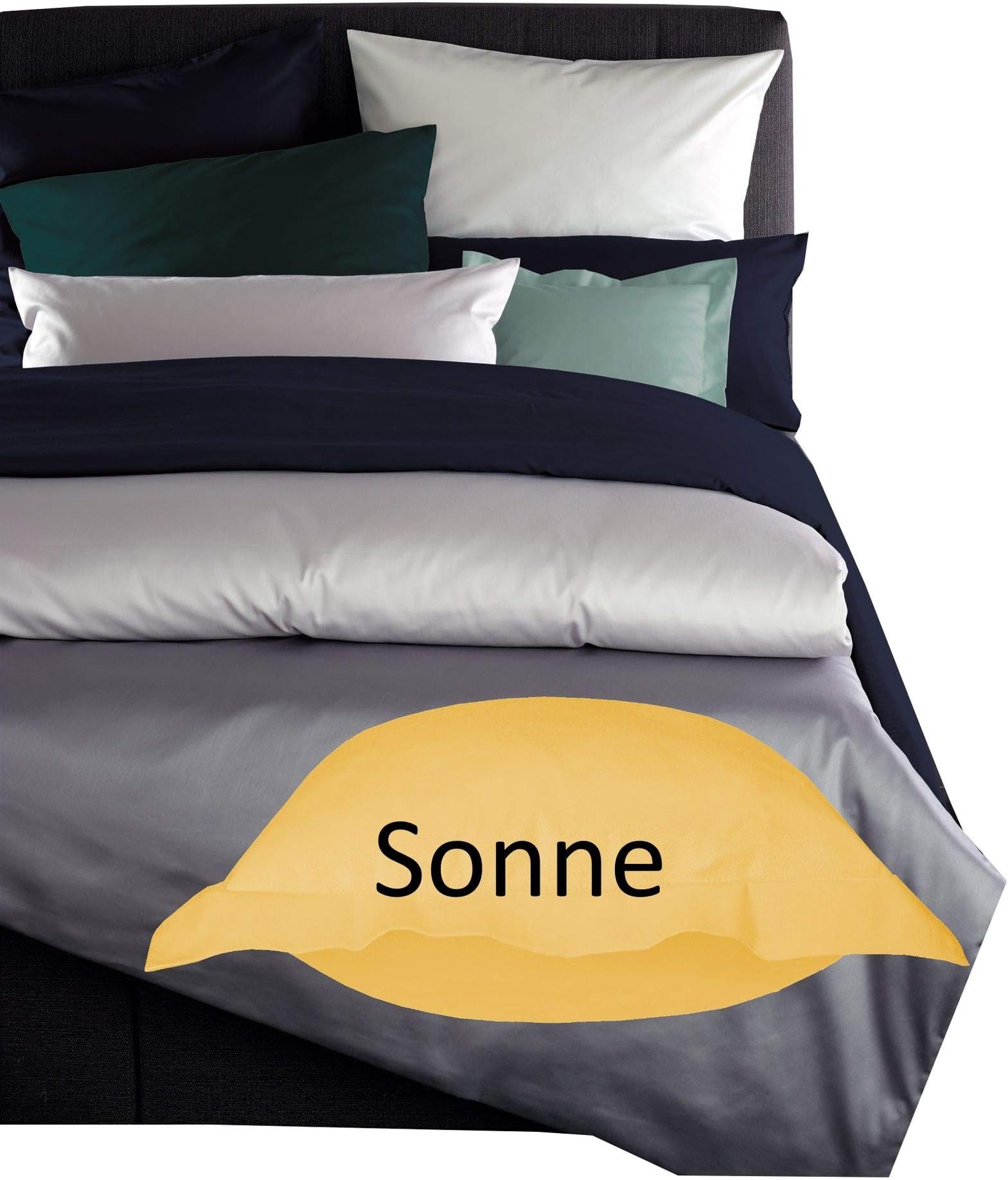 Curt Bauer Mako Satin Bed Linen Plain Size 135 x 200 + 80 x 80 cm Sun Colour